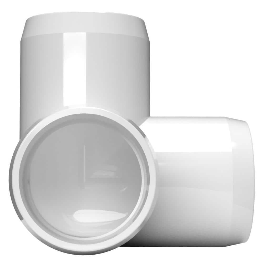 FORMUFIT 1/2" 3-Way Elbow Furniture Grade PVC Fitting in White, Made In USA, UV-Resistant, Impact-Proof, 0.840" Actual Socket Diameter (10-Pack) - F0123WE-WH-10