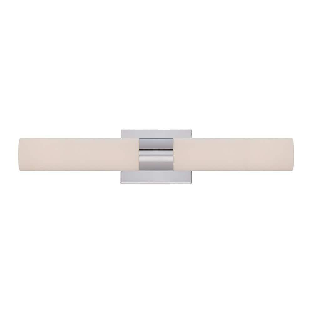22-Inch Chrome LED Outdoor Wall Light with Opal Glass Shade