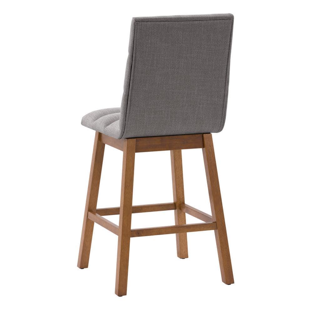 CorLiving Set of 2 Boston Channel Tufted Fabric Barstools Light Gray: Upholstered, Rubberwood Legs, Foam Padded