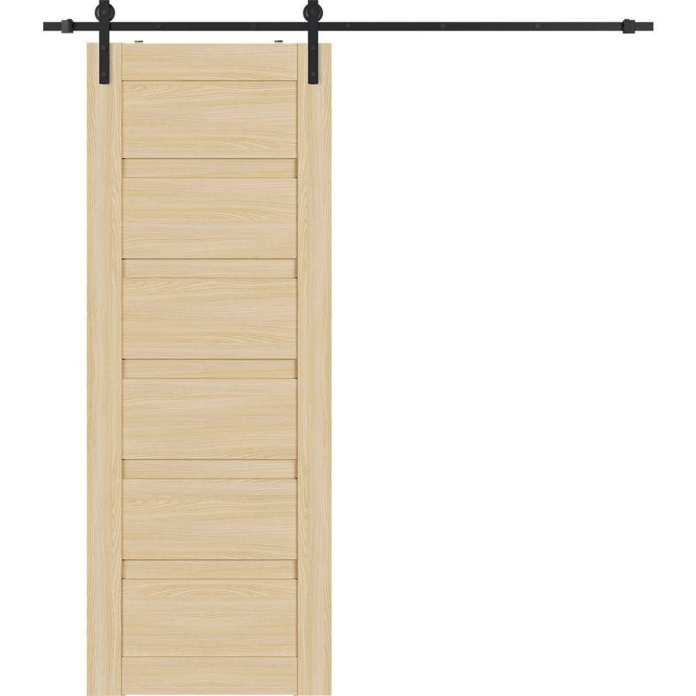 Belldinni Louver Solid + Manufactured Wood Paneled with Installation Hardware Kit Barn Door