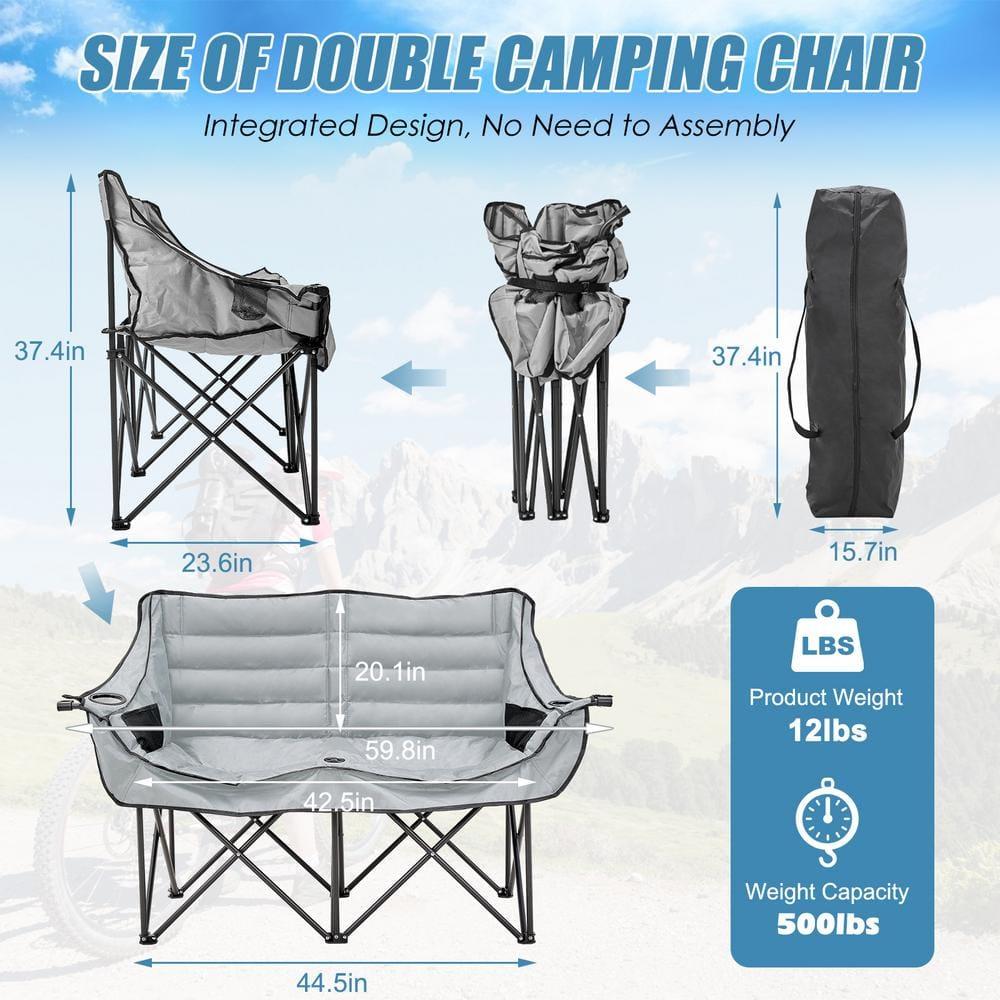XXXL Oversized 2 Person Fully Padded Camping Chair Heavy Duty Portable Folding Lawn Chair Patio Chair 990 lbs. Capacity