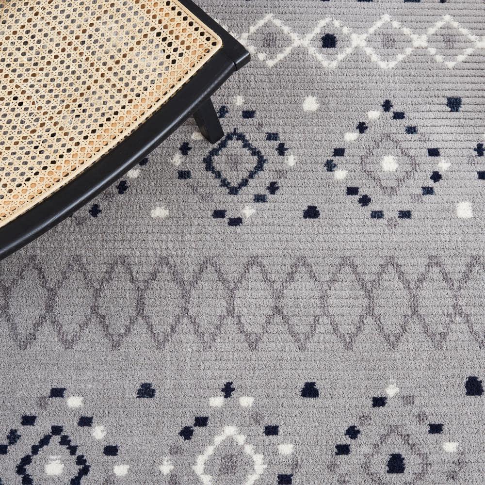 Marrakesh MRK612 Power Loomed Area Rug - Gray/Navy - 6'7"x6'7" - Safavieh.