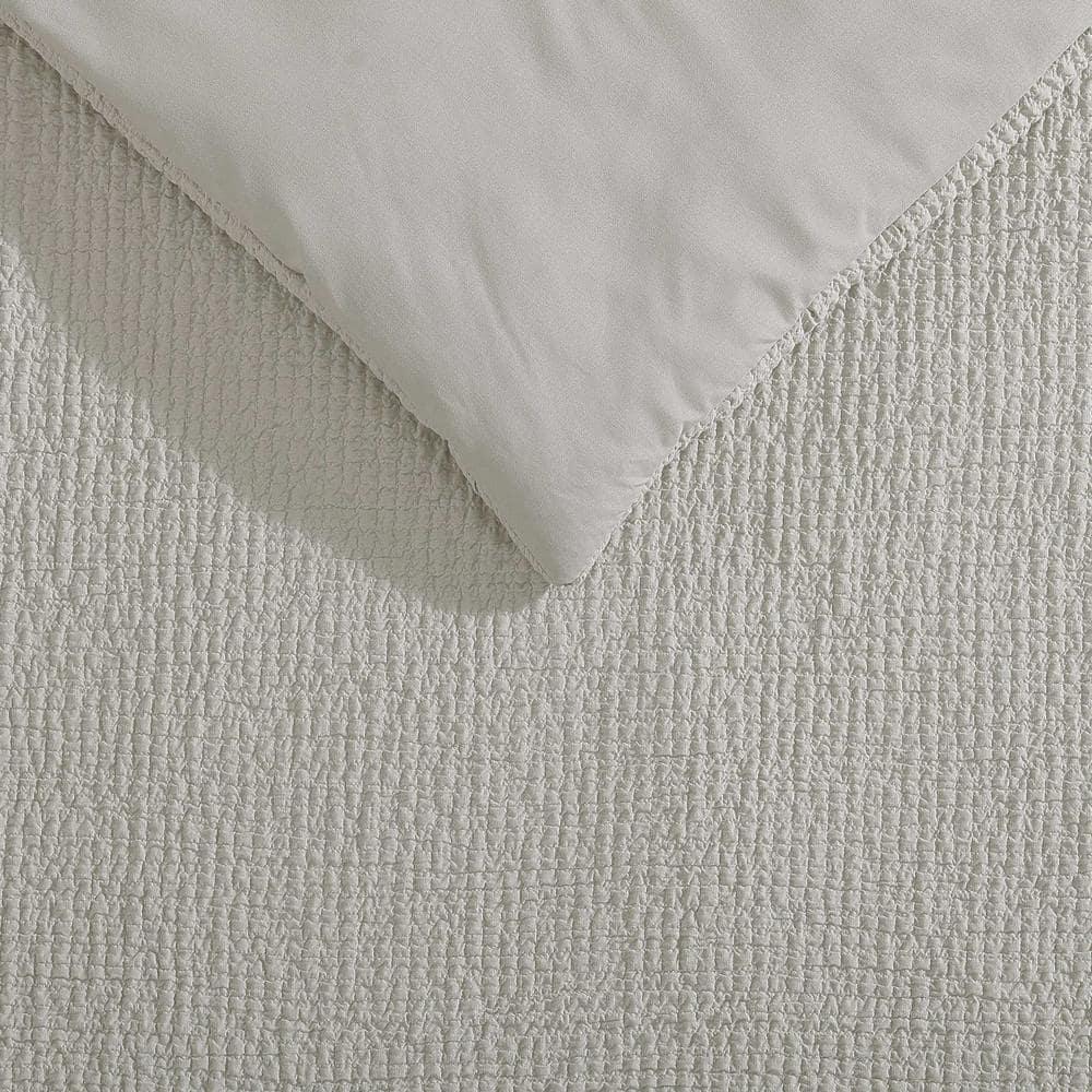 Vera Wang Puckered Texture Cotton Grey Duvet Cover Set | Wayfair