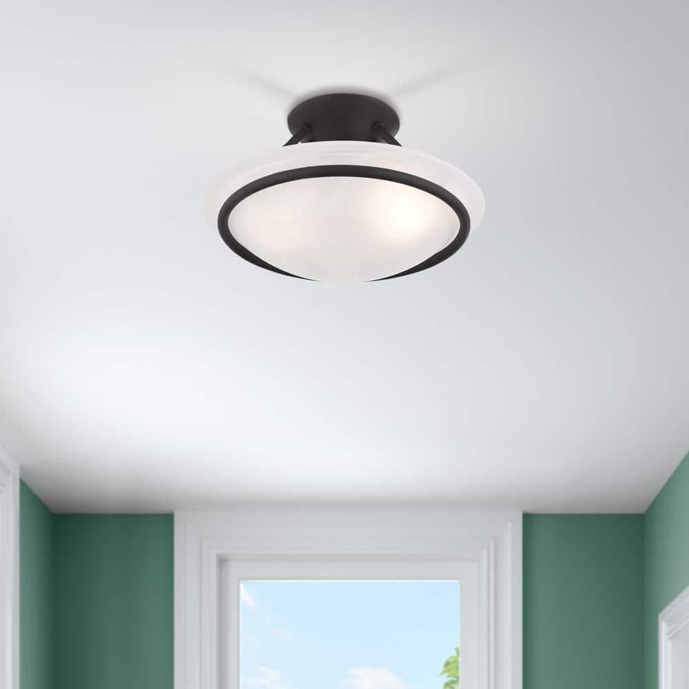 Livex Lighting Newburgh 2 - Light Semi-Flush Mount in  Black