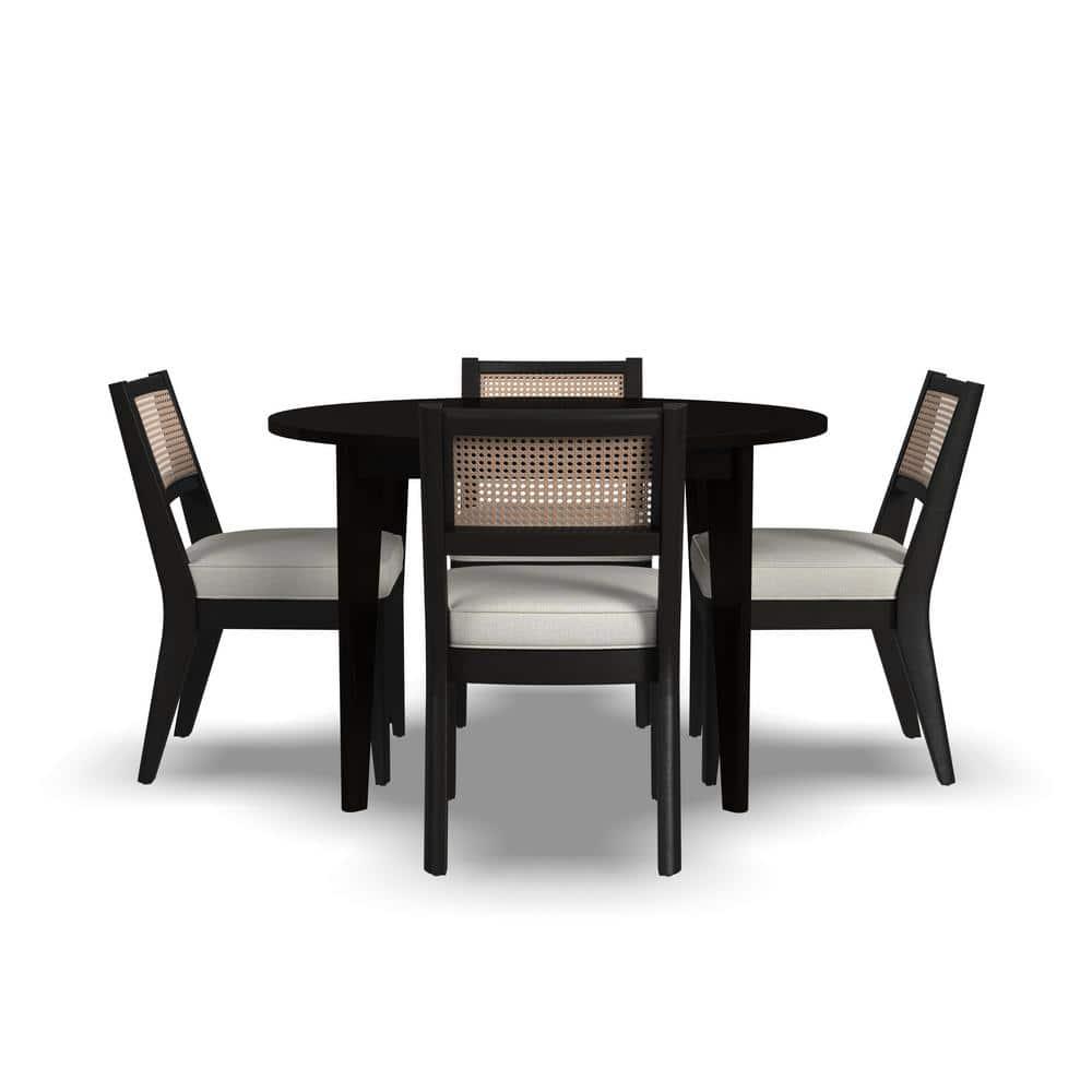 Homestyles Brentwood 5-Piece Mid-Century Wood Round Dining Set in Black