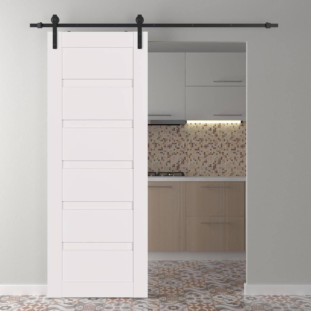 Belldinni Louver Solid + Manufactured Wood Paneled with Installation Hardware Kit Barn Door