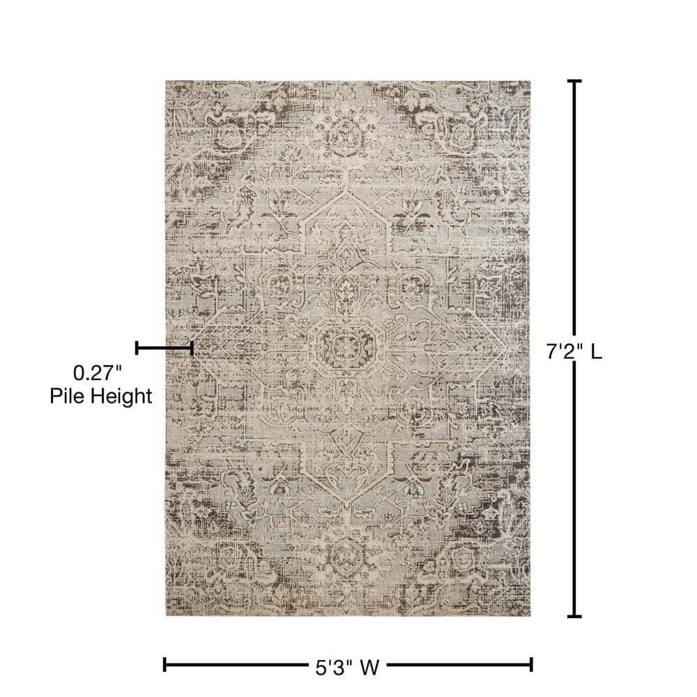 Nicole Miller Nicole Miller New York Patio Sofia Medallion Indoor/Outdoor Area Rug, Light Grey/Dark Grey