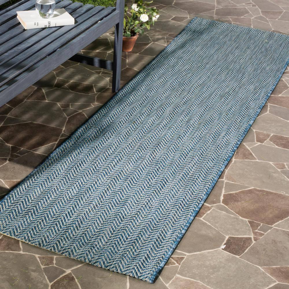 Courtyard CY8022 Power Loomed Indoor and Outdoor Runner Rug - Navy/Grey - 2'3"x5' - Safavieh