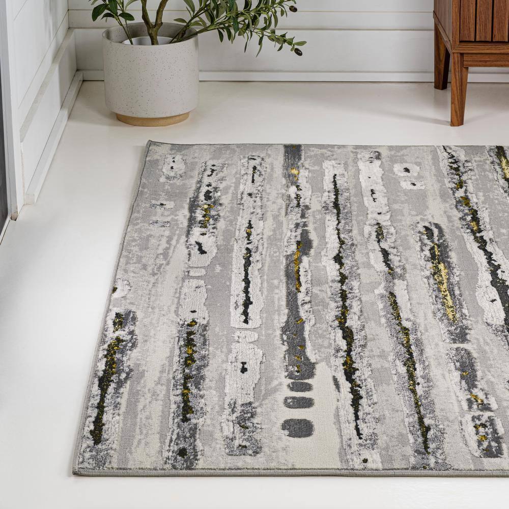 5'x8' Batten Modern Stripe Area Rug, Gray/Black - JONATHAN Y