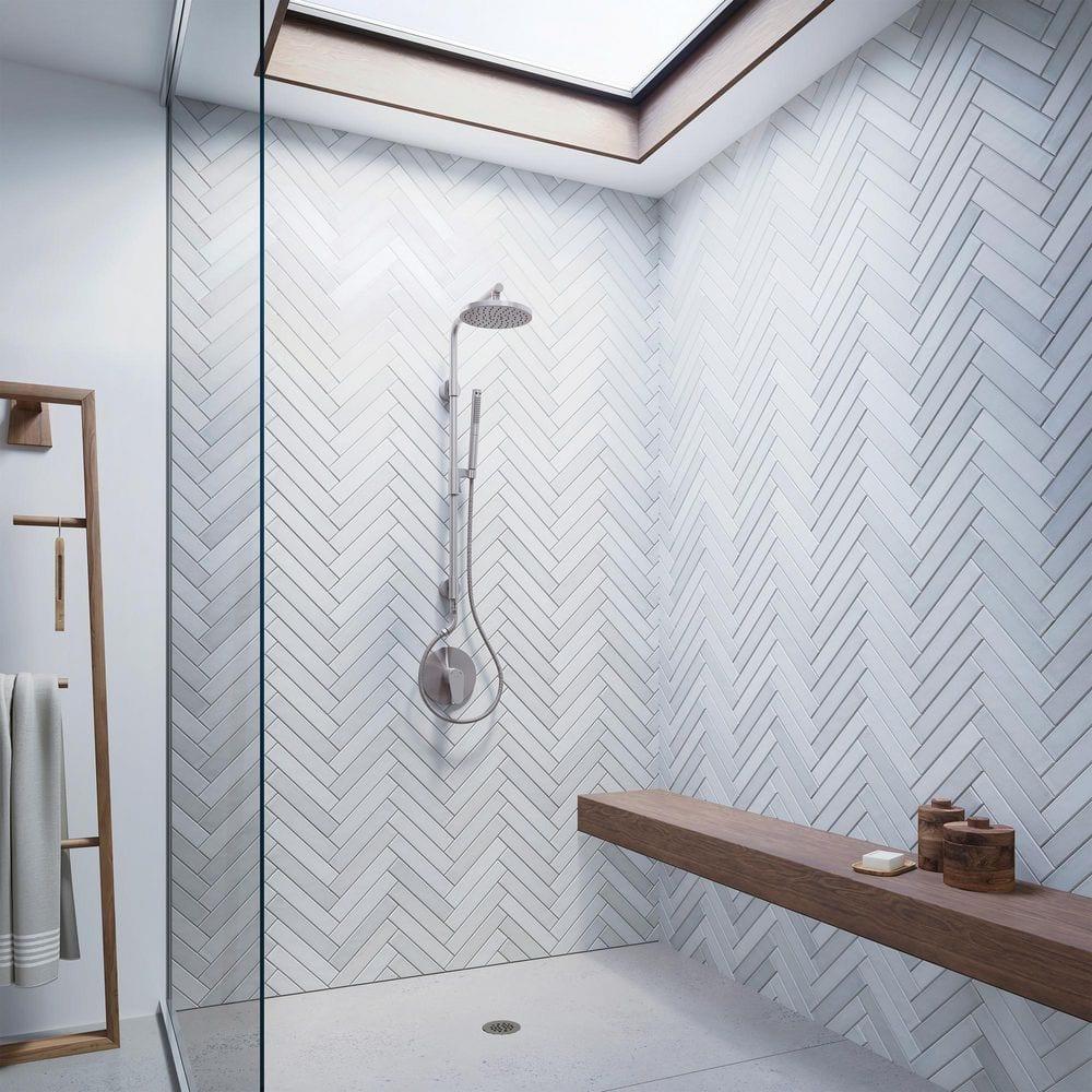 Brushed Nickel Dual Rain and Handheld Shower System