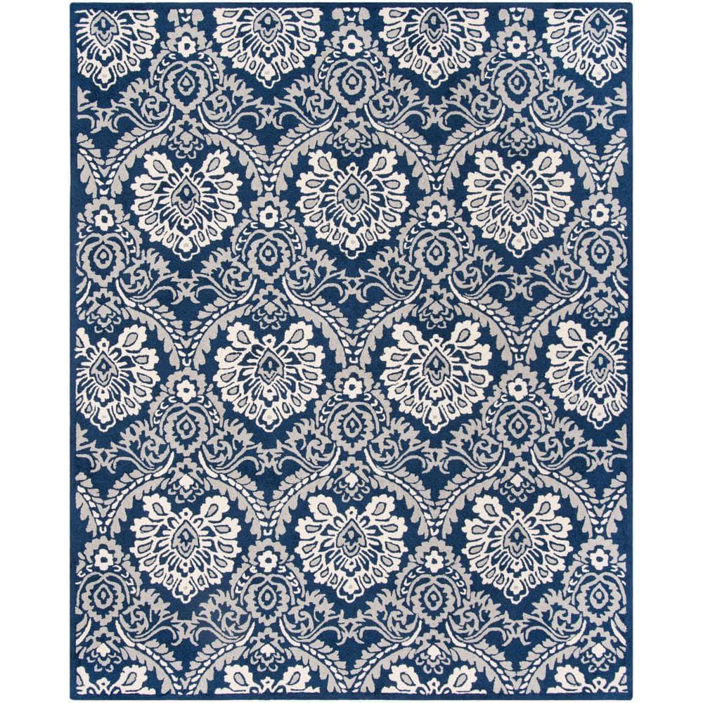 Blossom BLM106 Hand Tufted Indoor Area Rug - Navy/Ivory - 8'x10' - Safavieh