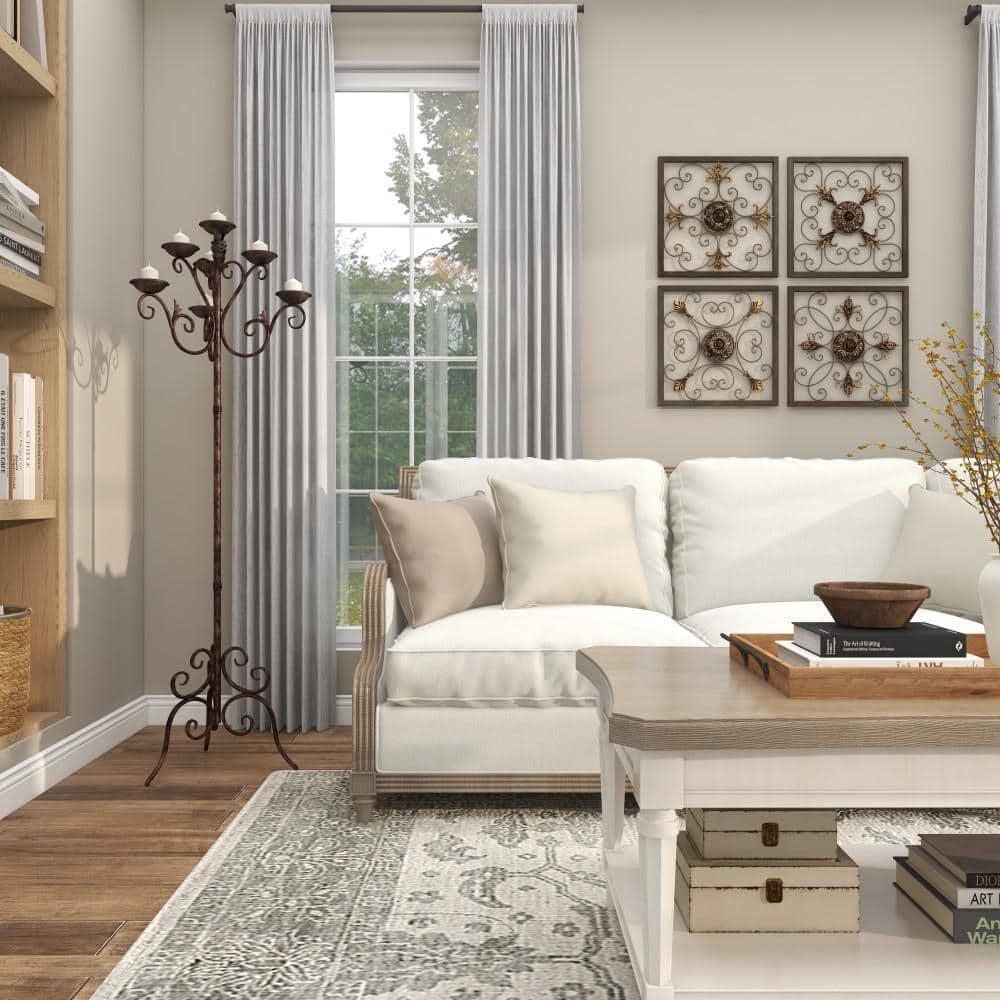 DecMode Candelabro Alto con Desplazamiento de Metal Marrón con 6 Soportes