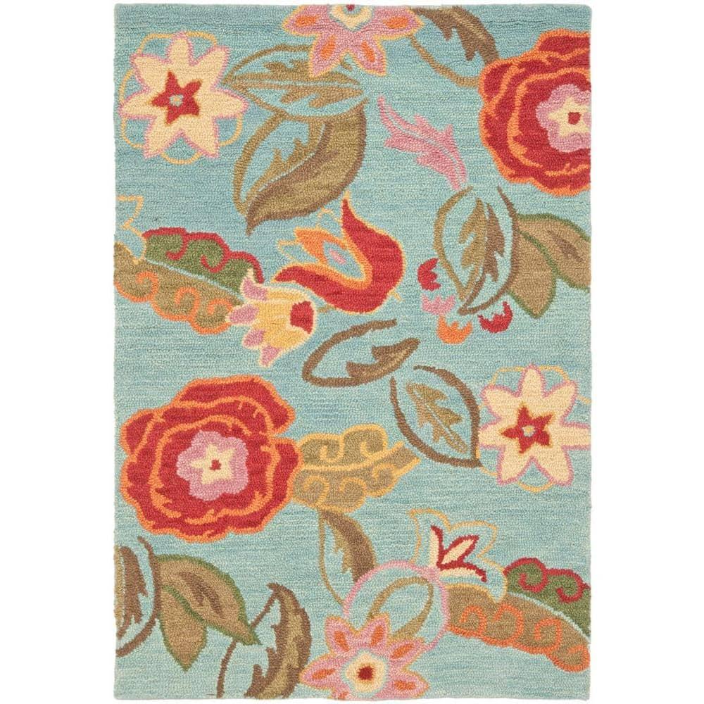 Blossom BLM675 Hand Hooked Area Rug - Blue/Multi - 4'x6' - Safavieh.
