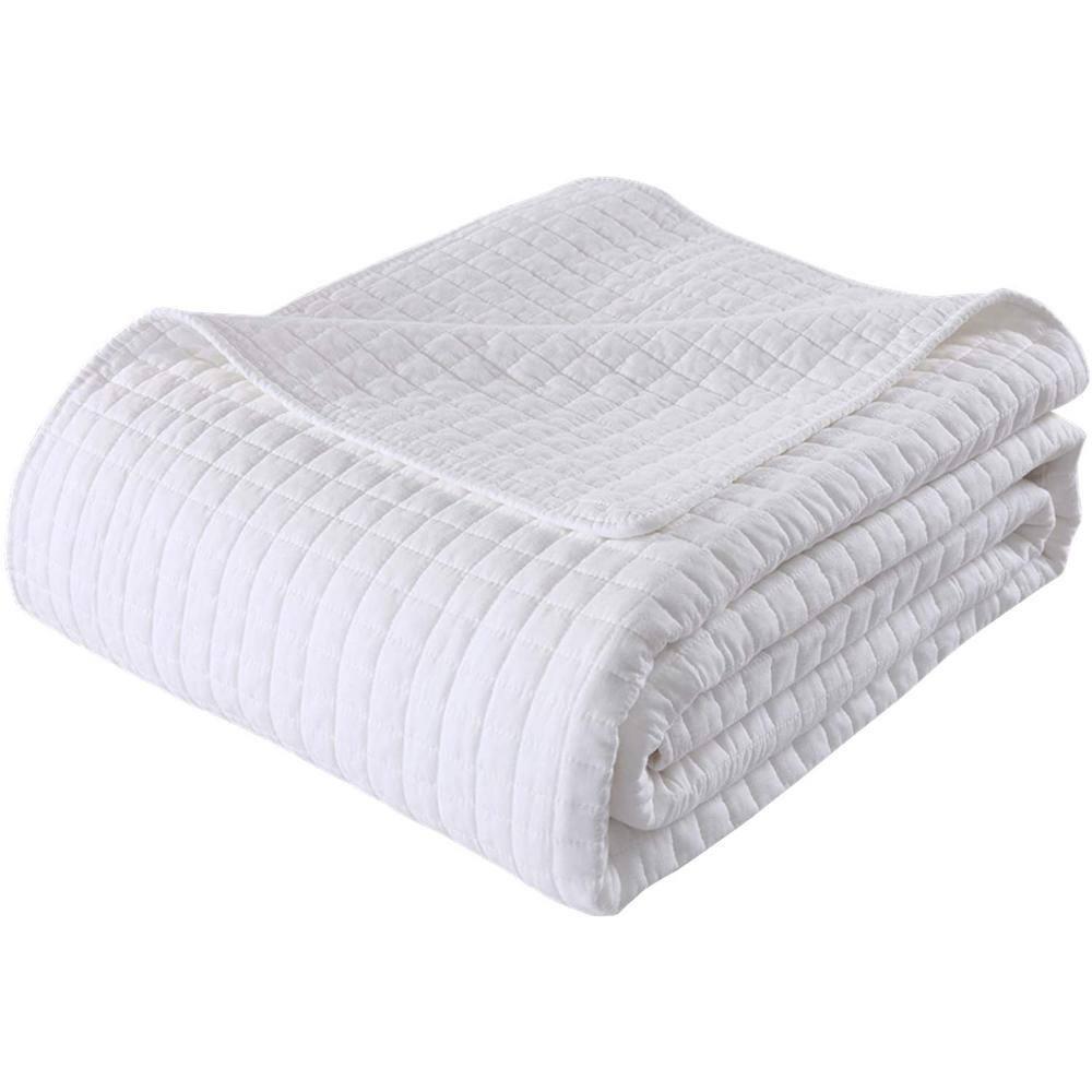 MarCielo WhiteCT Quilt Check Cotton Plaid Quilt Set