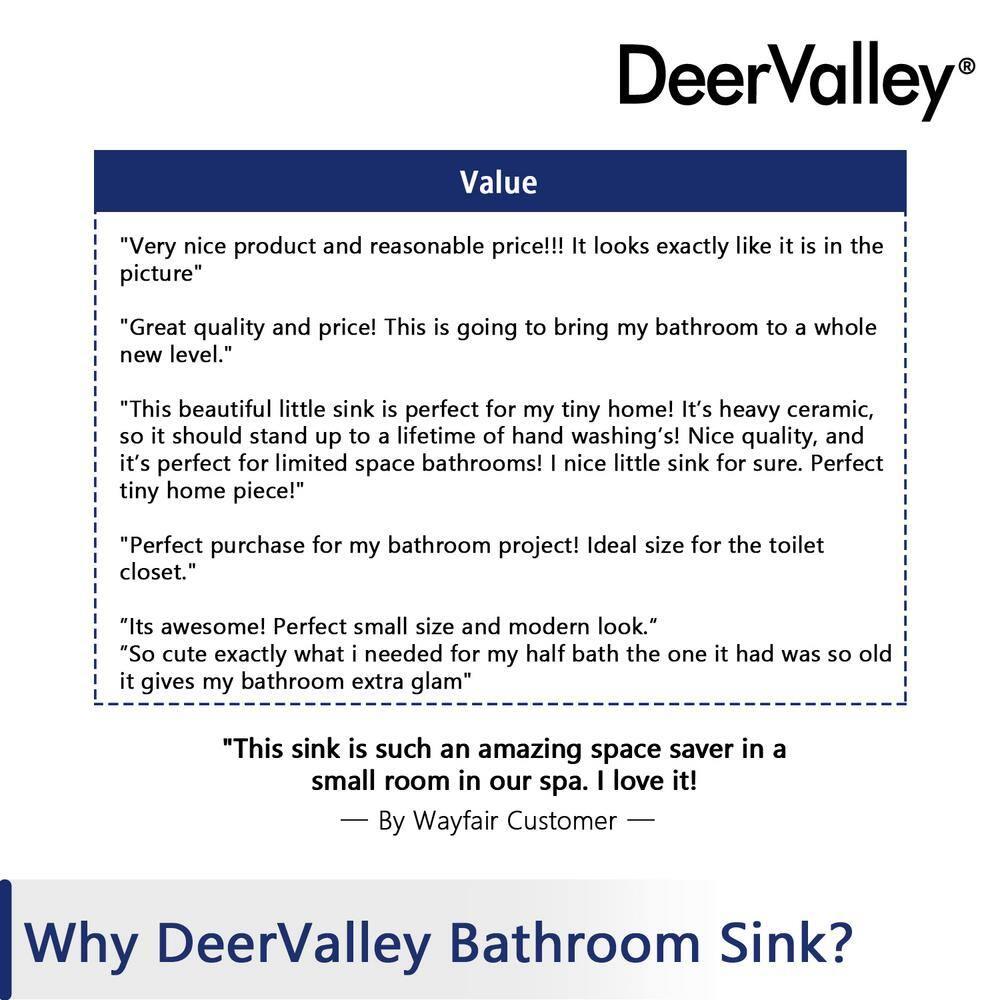 DeerValley DV-1V081R White Ceramic Rectangular 7'' Wall Mount Bathroom Sink
