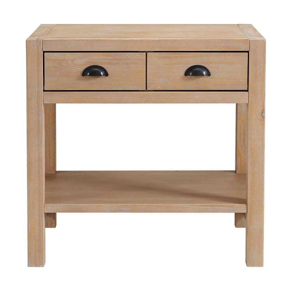 Arden 2-Drawer Wood Nightstand, Perfect for Modern Rustic, Boho or Traditional Bedroom, Functional and Stable Storage, 28W x 19D x 26 3/8H