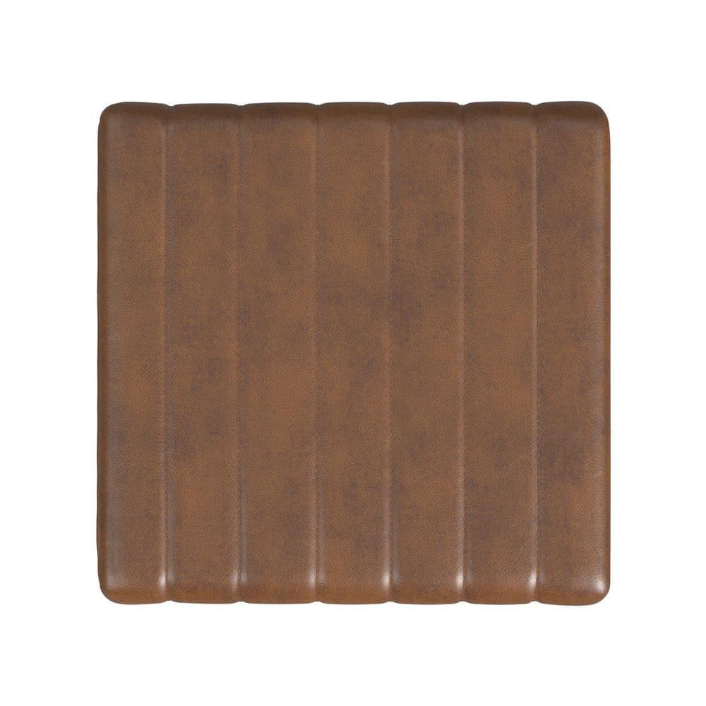 Modern Channel Ottoman Brown - HomePop: Faux Leather, Tufted, No Assembly Required