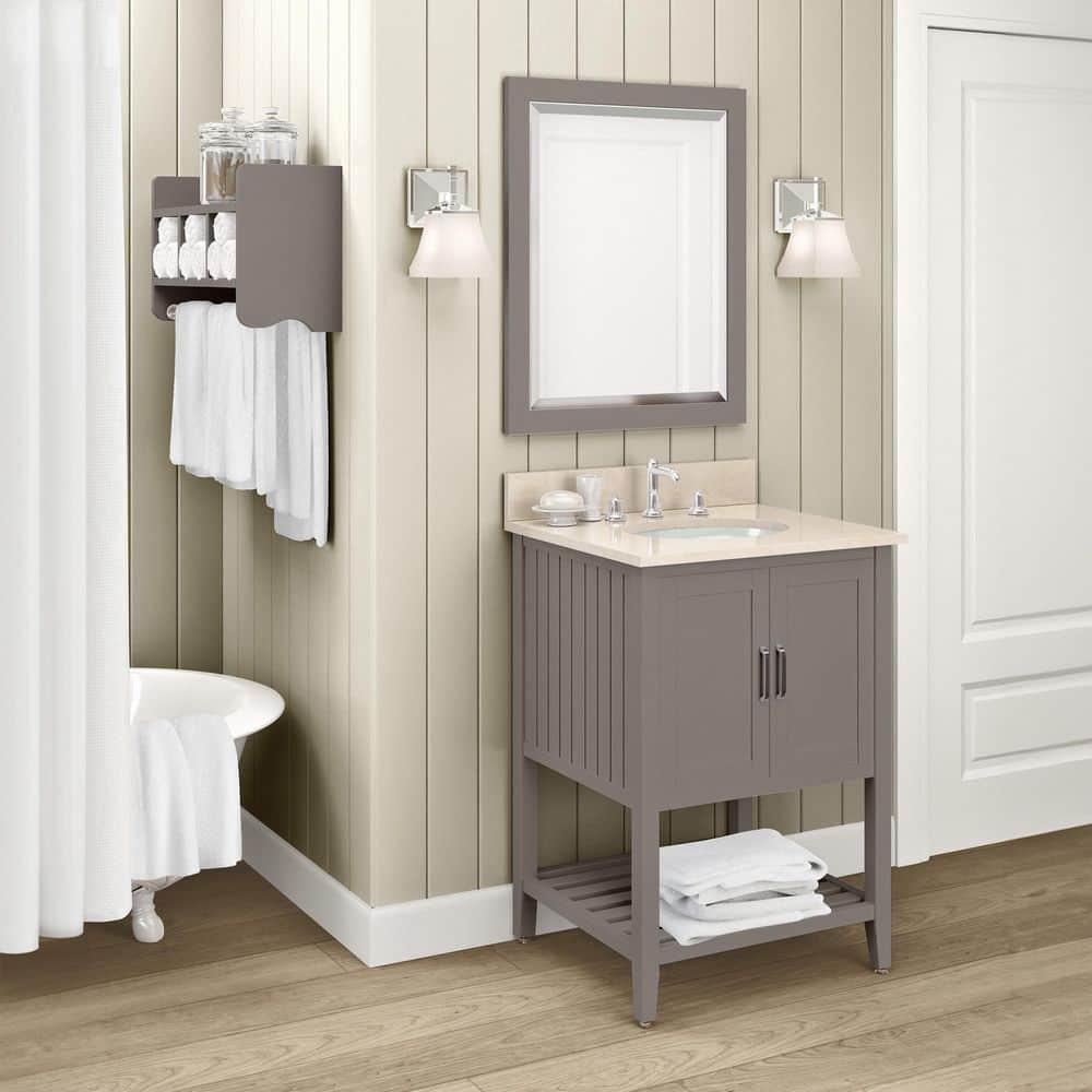 Alaterre Furniture 24" Beveled Bath Vanity Mirror, Gray