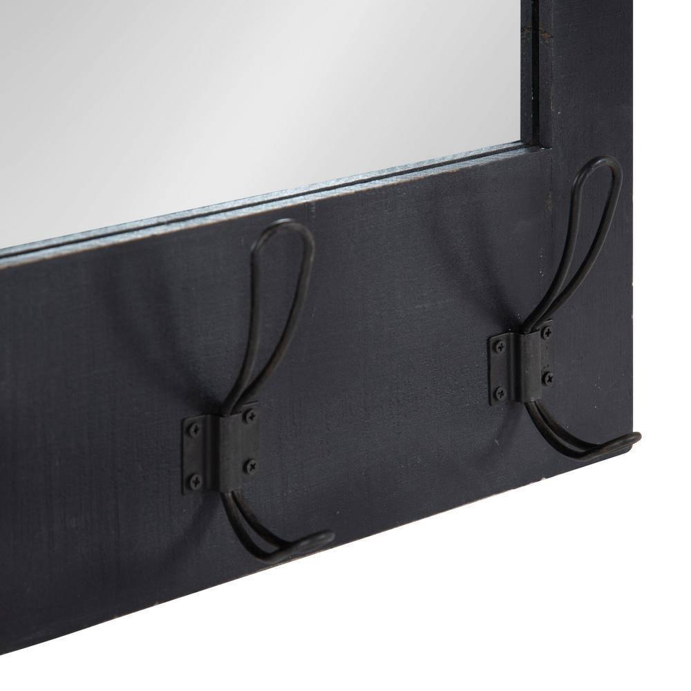 18" x 28" Cates Functional Wall Mirror Black - Kate & Laurel All Things Decor: Rustic Farmhouse, Wooden Frame, No Assembly Required