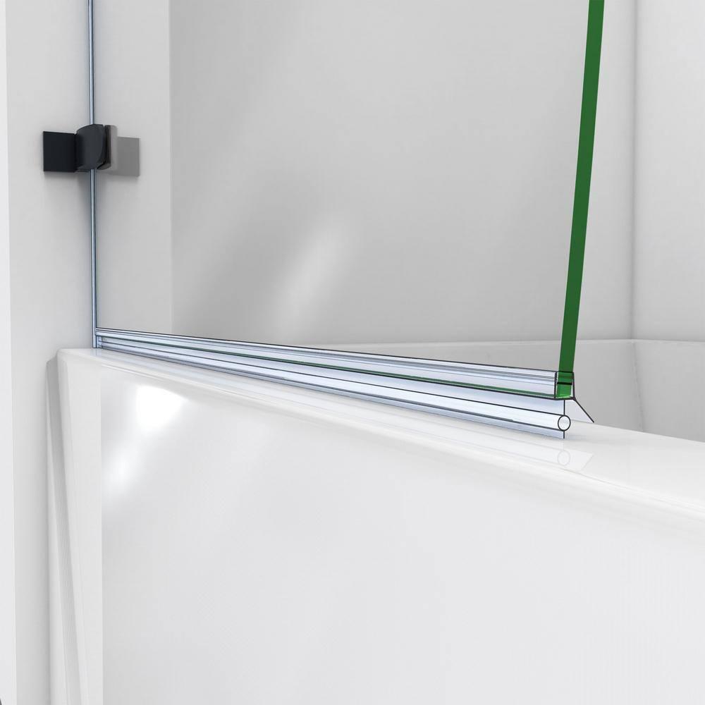Aqua Uno 56" W x 58" H Hinged Frameless Tub Door with Extender Panel