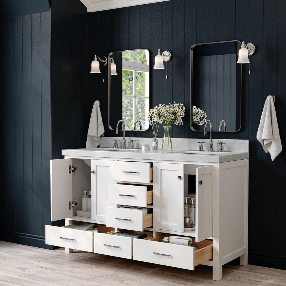 Cambridge Double Bathroom Vanity with Carrara Marble Top