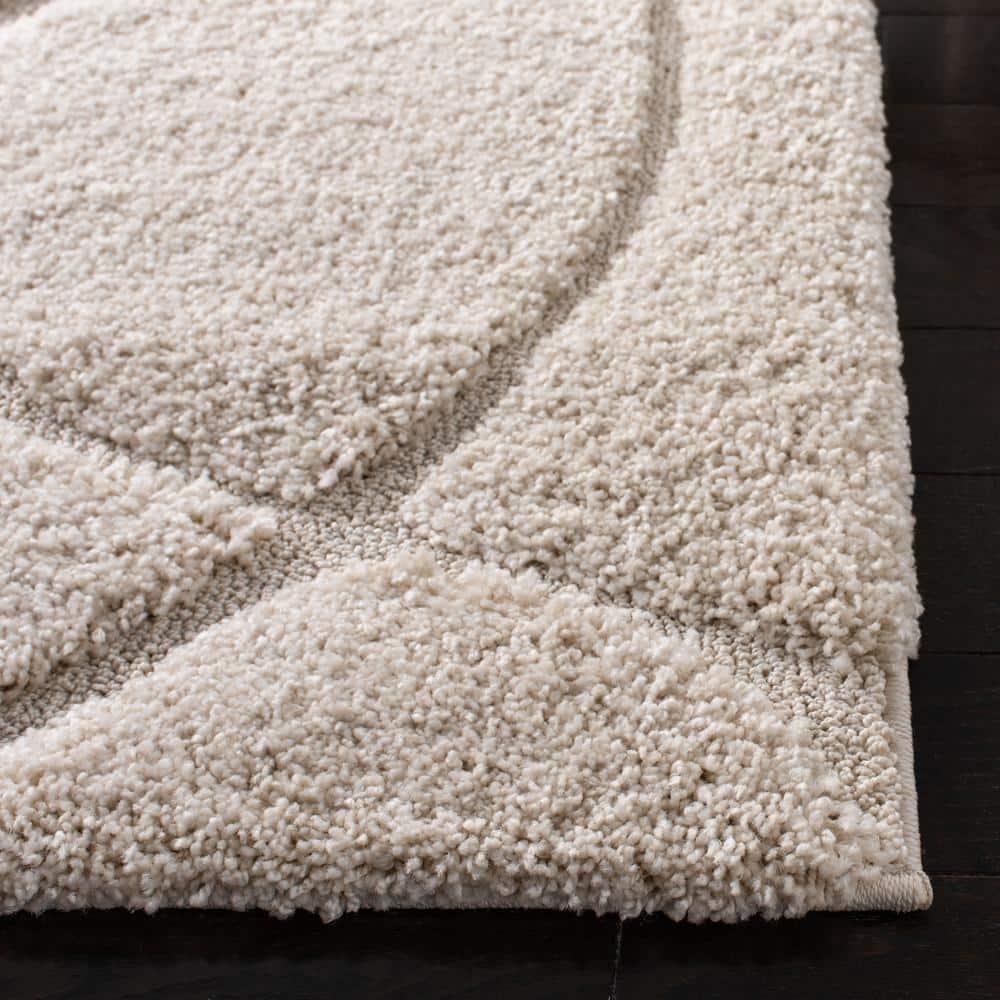 Florida Shag SG471 Power Loomed Indoor Area Rug - Creme/Creme - 6'7"x6'7" - Safavieh