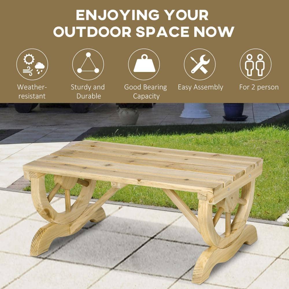Millwood Pines Outdoor Wagon Wheel Porch Bench For Backyard Garden