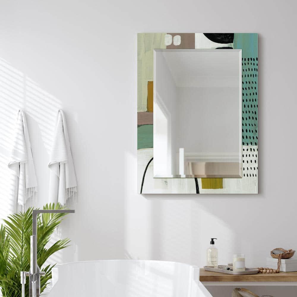 Empire Art Direct TAM-140604-4030 'Introductions'Rectangular Beveled Mirror on Free Floating Printed Tempered Art Glass