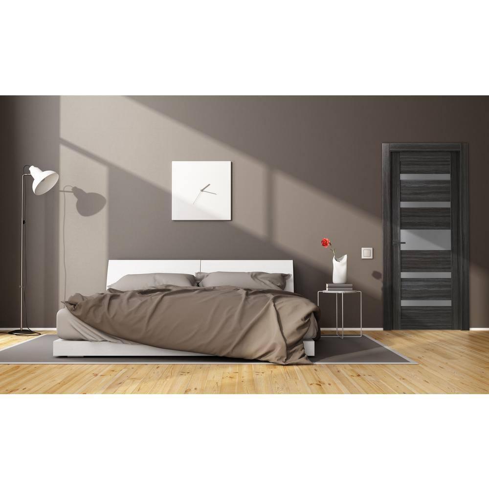 Belldinni Kina No Bore Solid Core 5-Lite Frosted Glass PP Finished Wood Composite Interior Door Slab