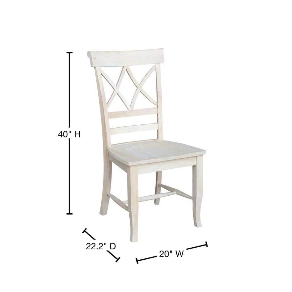 Set of 2 Lacy Dining Chair - Unfinished - International Concepts: Solid Wood, Parawood, Armless