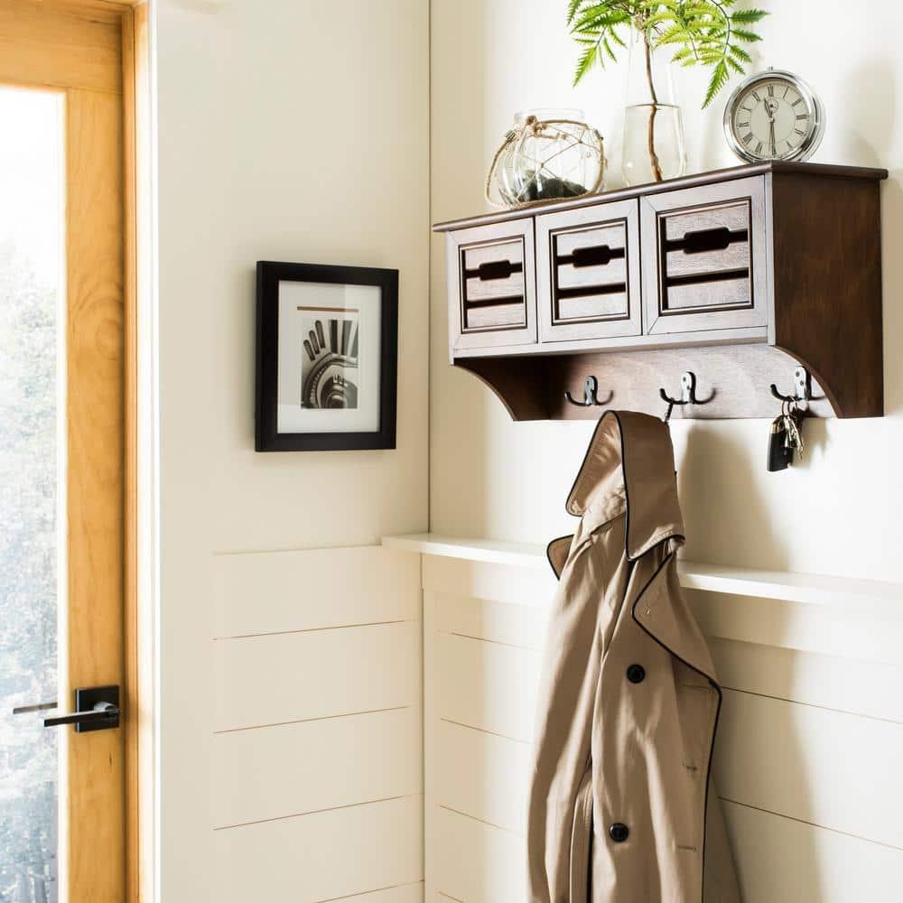 Leon Hanging 3 Drawer Wall Rack - Honey - Safavieh