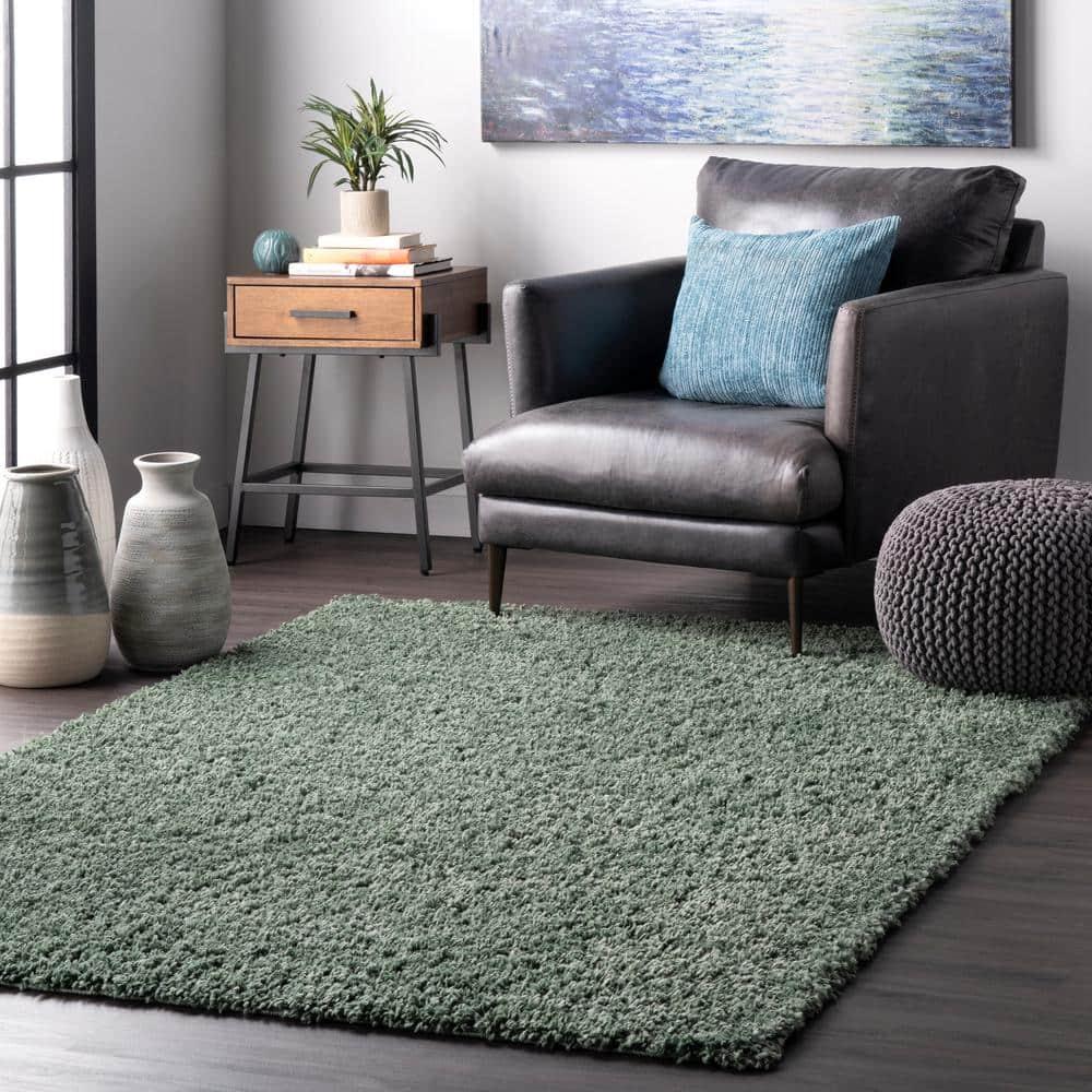 Nuloom Kara Solid 6 Round Shag Indoor Area Rug for Living Room Bedroom Dining Room Nursery, Green