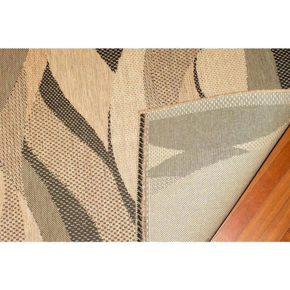 Modern Square Black Synthetic Outdoor Rug - 8'6" x 8'6"