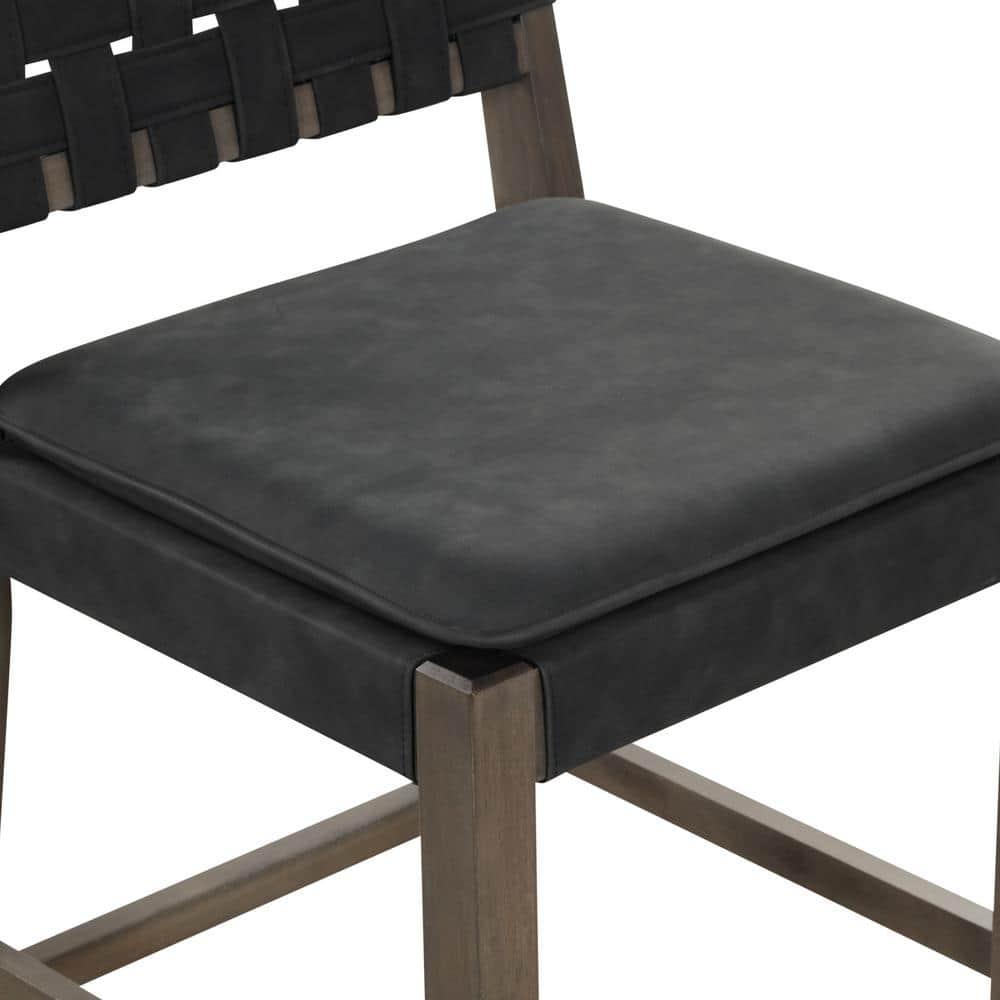 Nathan James Set of 4 Cohen Faux Leather Counter Height Barstool Black