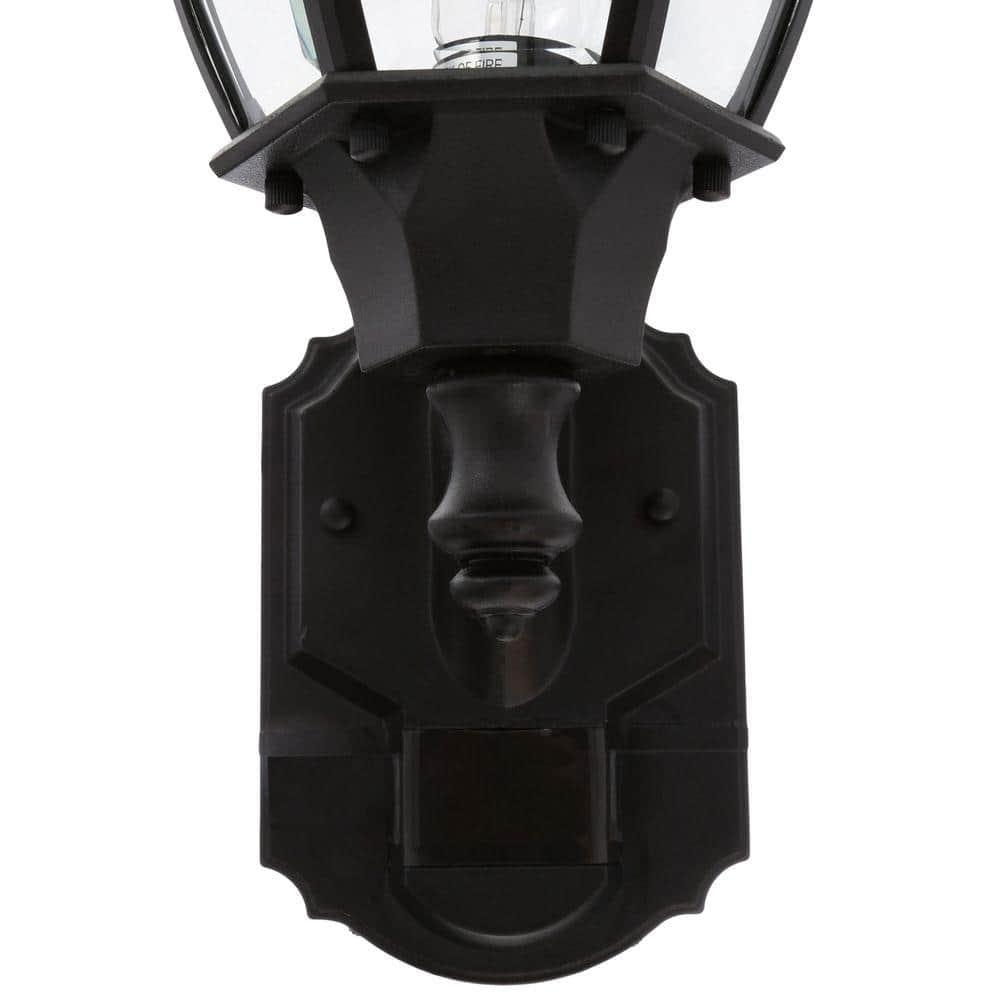 Alexandria 17.3 in. Black Beveled Glass Outdoor Lantern Sconce