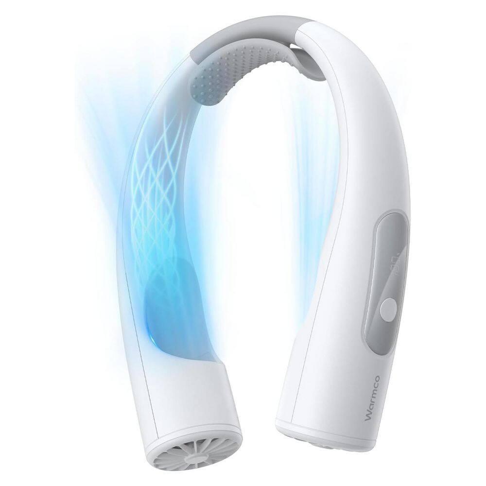 1.78 in. 4-Speeds Personal Fan in White, 10000mAh Portable Neck Fan, Rechargeable, 360° All Around Cooling
