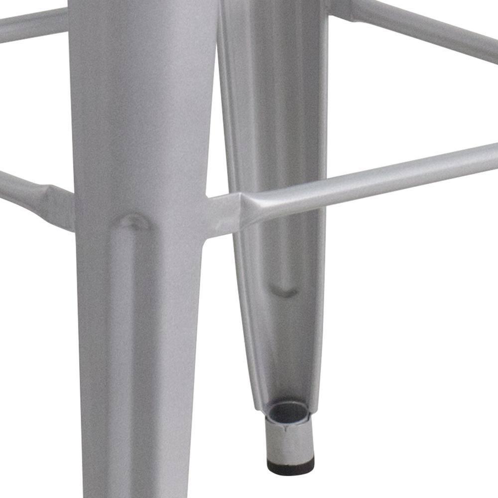 Flash Furniture Commercial Grade 30" High Backless Silver Metal Indoor-Outdoor Barstool with Square Seat