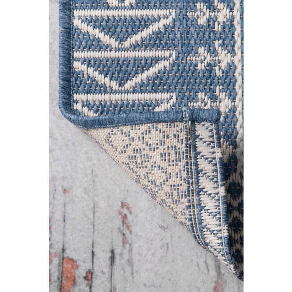 Nuloom Kandace Geometric 6x9 Indoor/Outdoor Area Rug for Living Room Patio Deck Front Porch Kitchen, Blue/Ivory