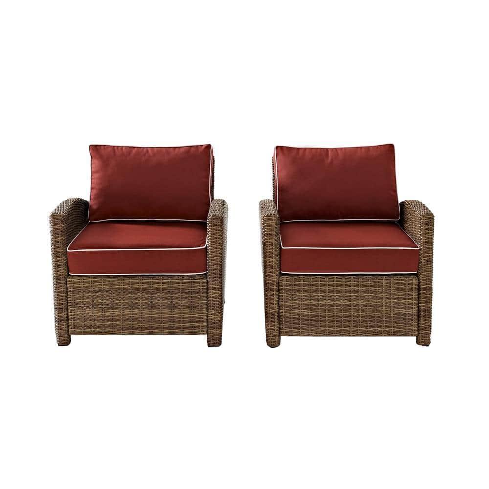 Bradenton 2pk Outdoor Wicker Chair Set - Sangria - Crosley: Steel Frame, UV & Weather-Resistant Patio Accent Chairs