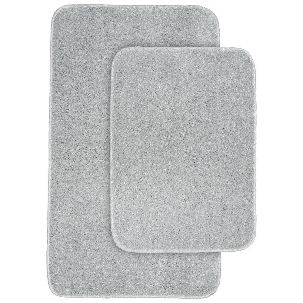 Garland Rug Gramercy Washable Bath Rug Set, 2 Piece (20"x34" & 17"x24") Silver