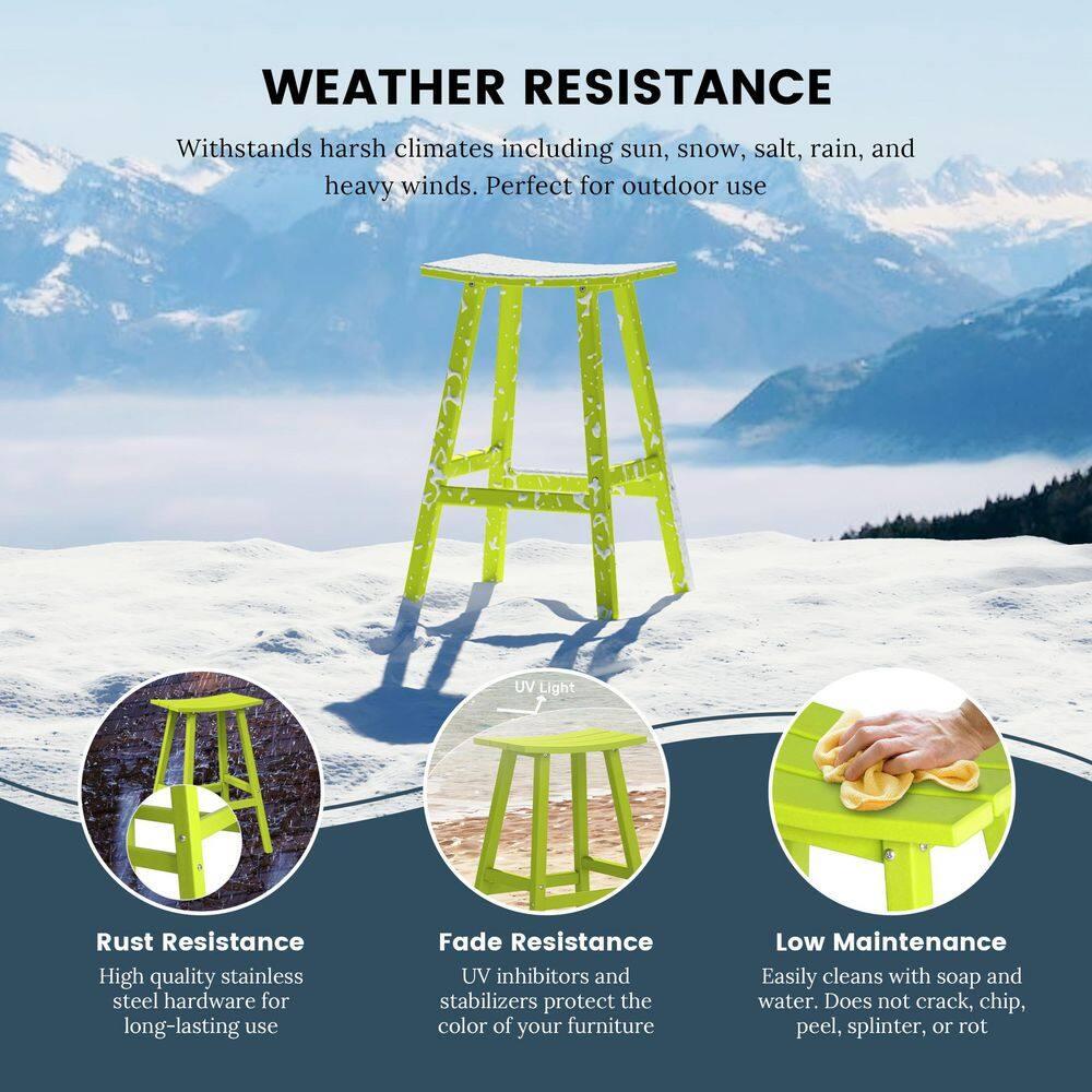 Polytrends  Laguna Hdpe All Weather Outdoor Patio 29" Saddle Seat Bar Stool Lime