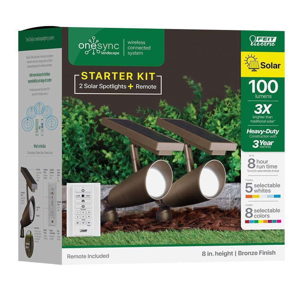 FeitElectric Feit OneSync Bronze Solar Powered/Remote LED Spotlight 2 pk
