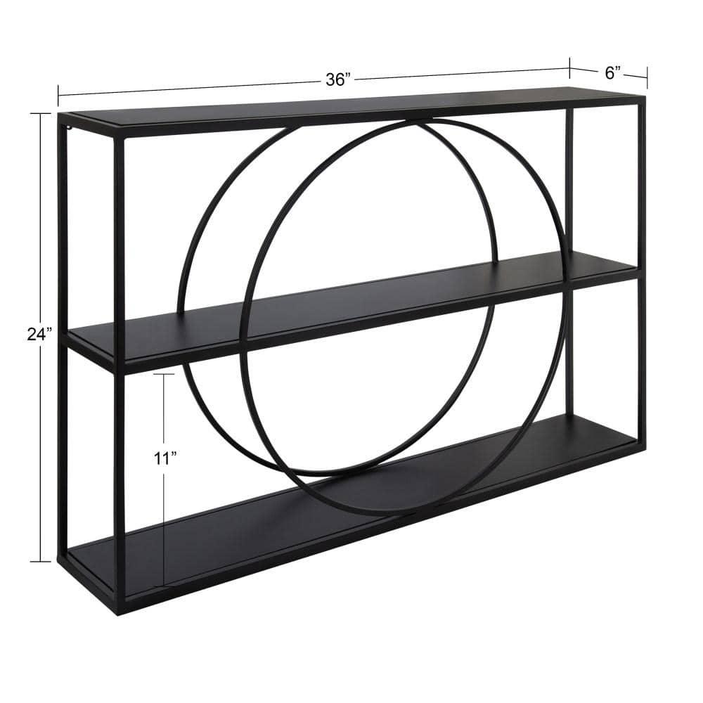 Kate & Laurel All Things Decor 36" x 24" Pirzada Geometric Wall Shelf Black: 3-Tier Metal Storage, No Assembly Required