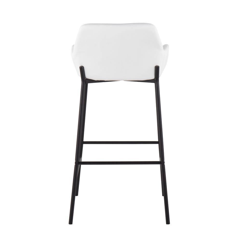 Set of 2 Daniella Metal Faux Leather Barstools Black/White - LumiSource: Upholstered, Fixed Height, Foam Filled