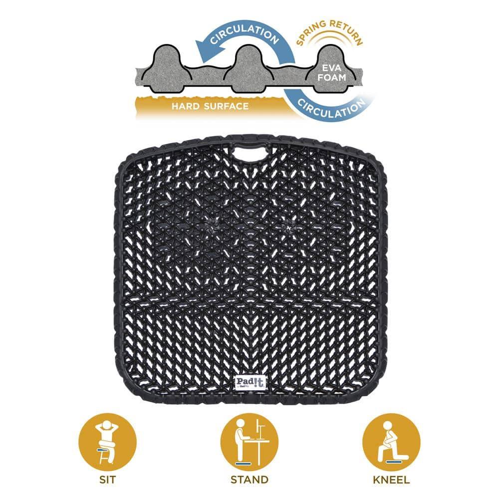 Pad-It By GelPro Multi-Purpose Seat Cushion for Indoor, Outdoor Comfort While Kneeling, Sitting Or Standing, 17.5” x 17.5”, Black