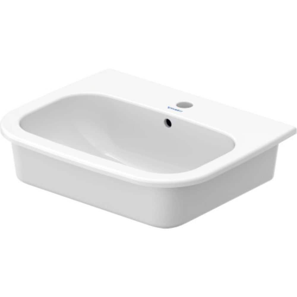 D-Code White Ceramic Rectangular Drop-In Bathroom Sink with Overflow