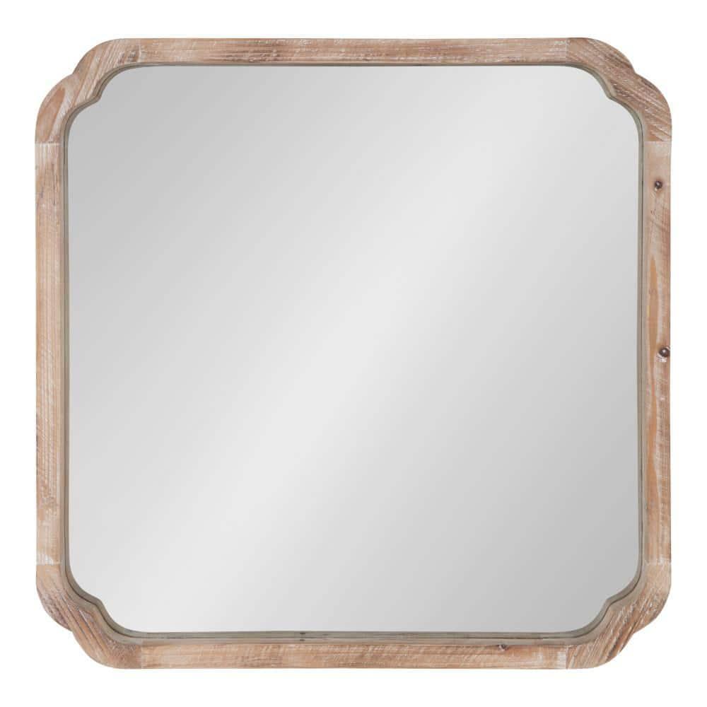 Kate & Laurel All Things Decor 24"x24" Marston Farmhouse Rectangle Wall Mirror Brown: No Assembly, Wood Frame, Wall Mount