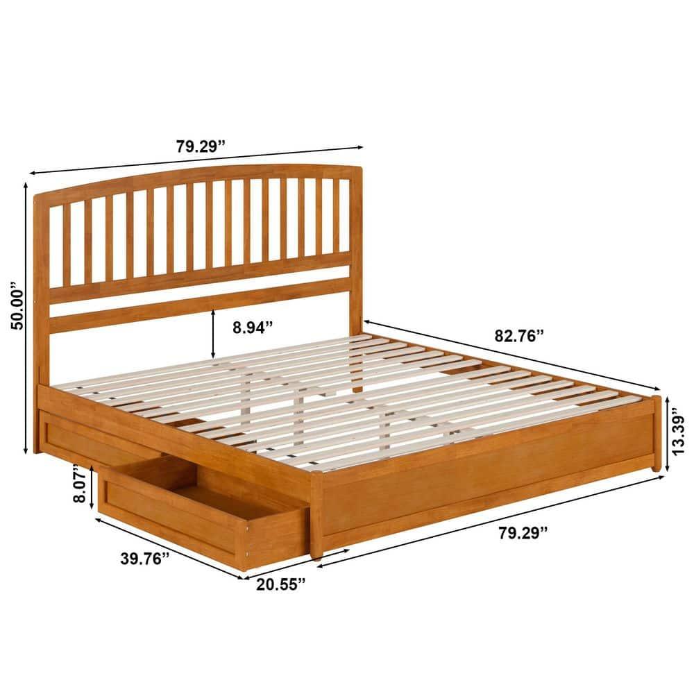 Solid Wood Platform Storage Bed