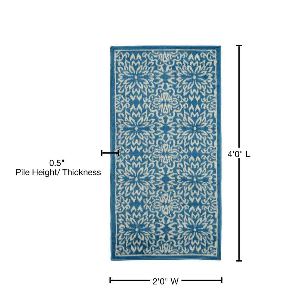 Nourison Jubilant 2' x 4' Ivory Blue Farmhouse Indoor Rug