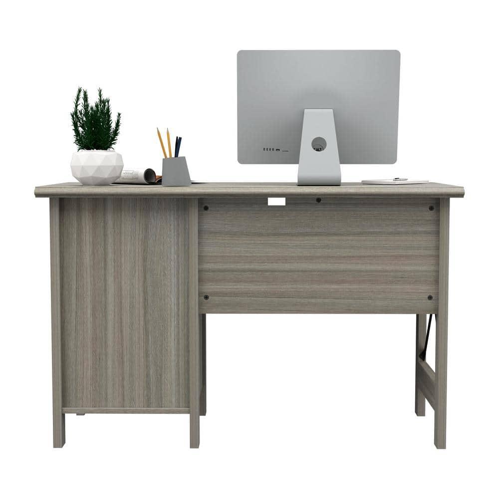 Inval America 2-Drawer Computer Desk with Keyboard Tray in Gray Smoke Oak